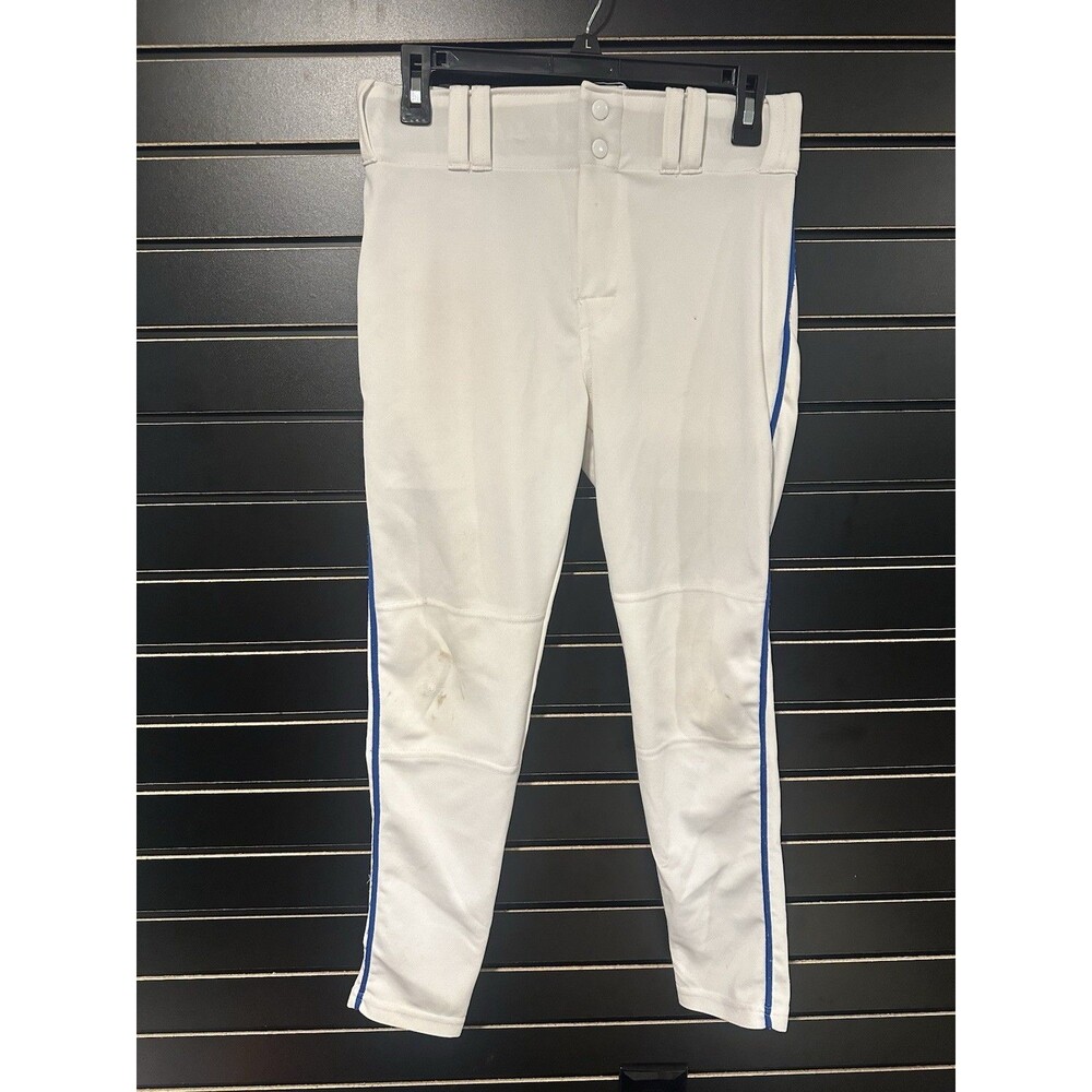 Alleson Youth Large Baseball Pants - White w/Royal Piping